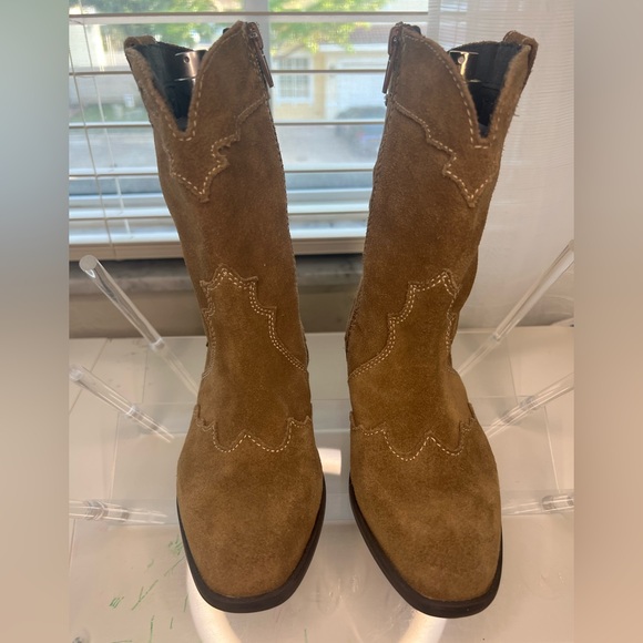 Zara Brown Suede Western Boots - Picture 3 of 7